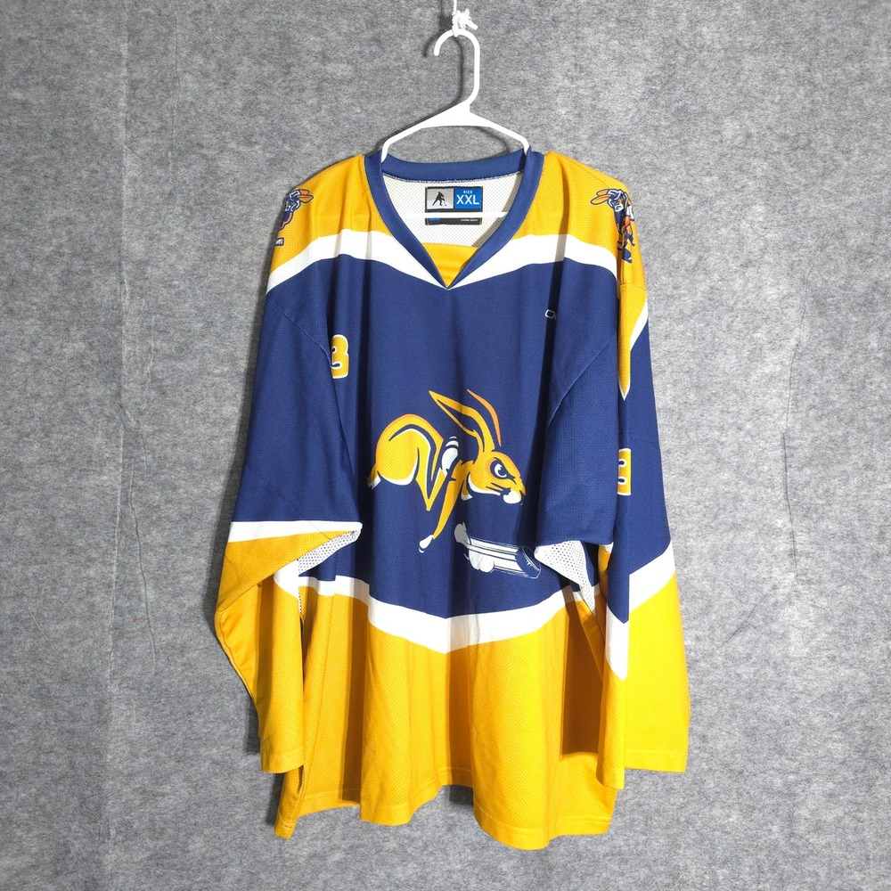 Owayo Hockey Jersey Mens XXL Blue Yellow Jackrabbit Mendoza 3 Custom Sports Mesh